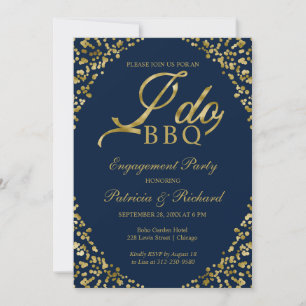 Invitation de fête de fiançailles Gold Blue I DO