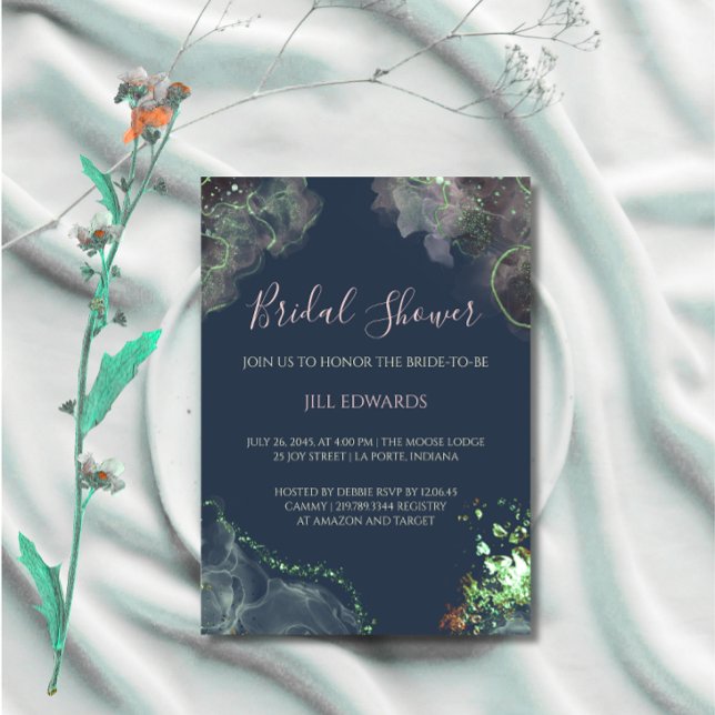Invitation de Fête de Fiançailles Mariage Vert Éme (Créateur téléchargé)