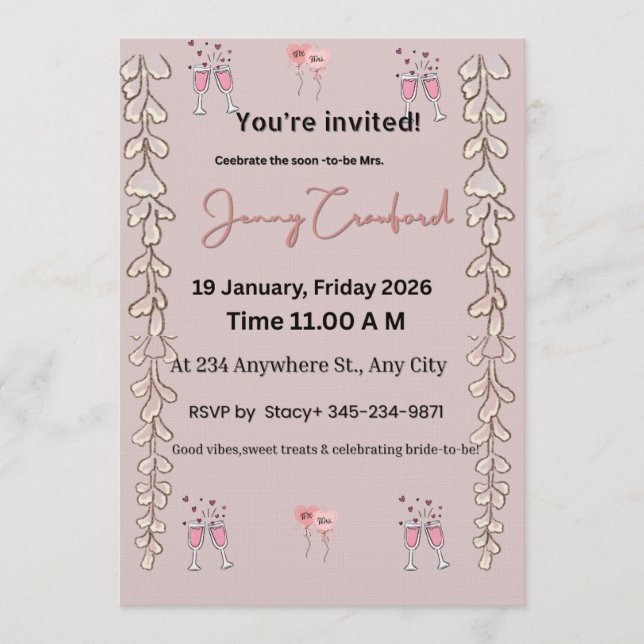 Invitation de Fête de Fiançailles | Modèle Numériq (Devant)