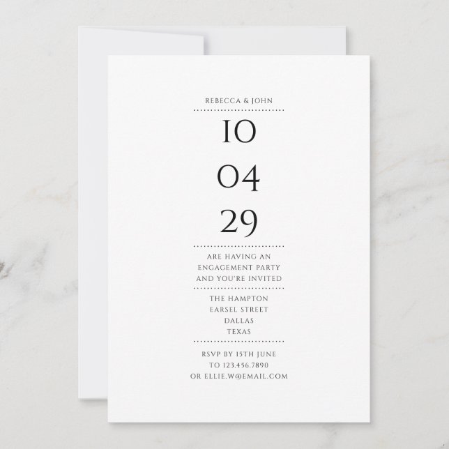 Invitation de fête de fiançailles moderne simple d (Devant)