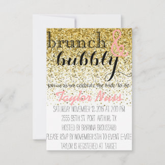Invitation de Fête de Fiançailles Paillettes Dorée