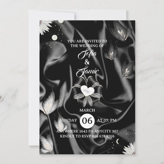 Invitation de Fête de Fiançailles Papillons Durée  (Devant)