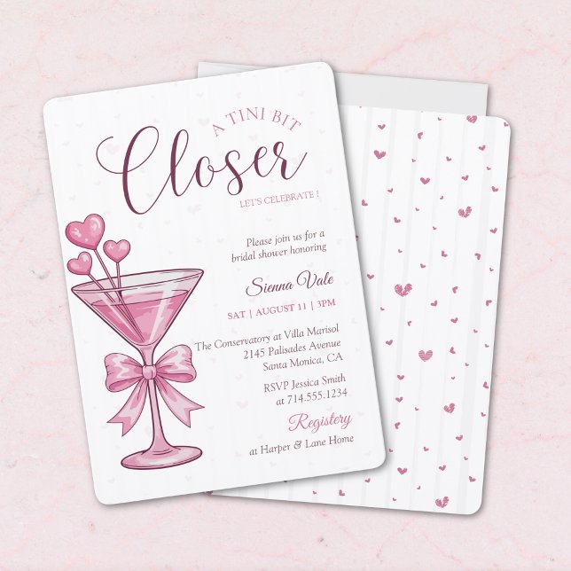Invitation de Fête de Fiançailles Pink Martini A T (Créateur téléchargé)