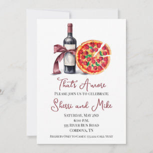Invitation de fête de fiançailles Pizza et Vin