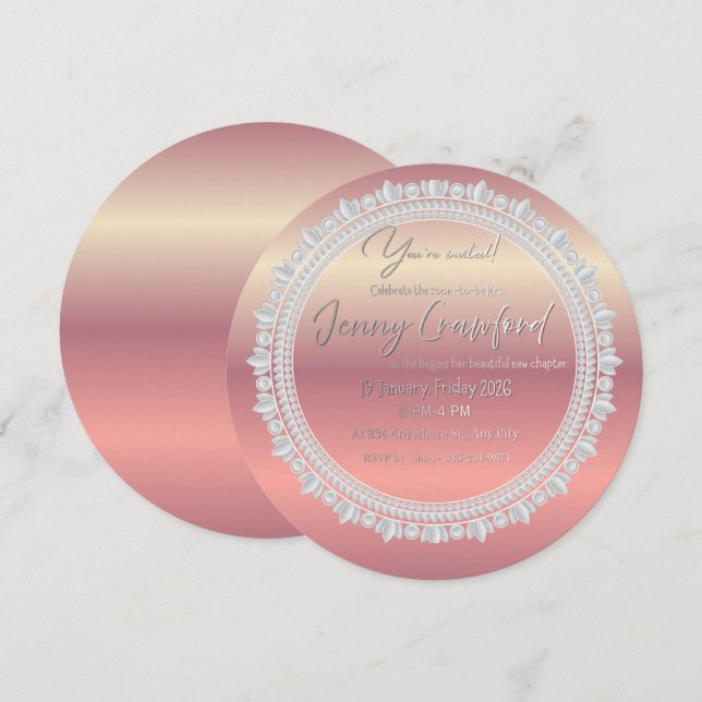 Invitation de Fête de Fiançailles Rose Gold Ombre  (Devant / Derrière)