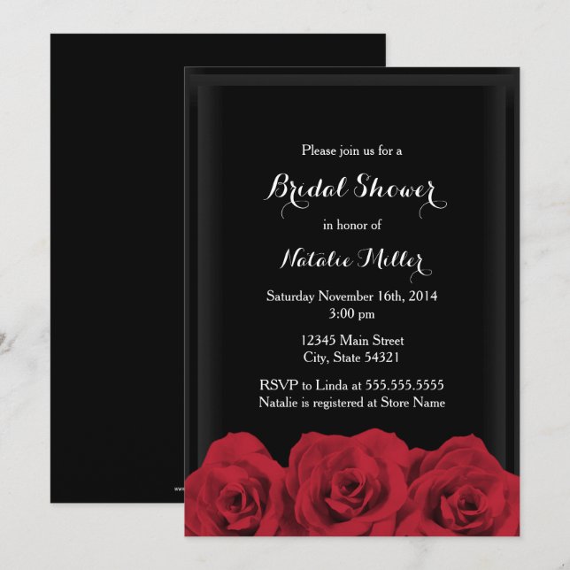 Invitation de Fête de Fiançailles Rose Rouge (Devant / Derrière)