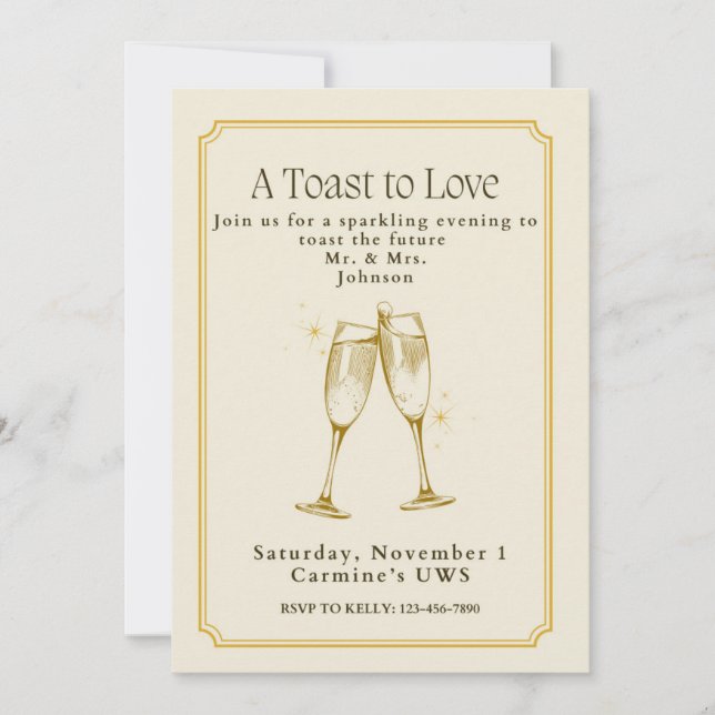 Invitation de fête de fiançailles Toast à l'amour (Devant)