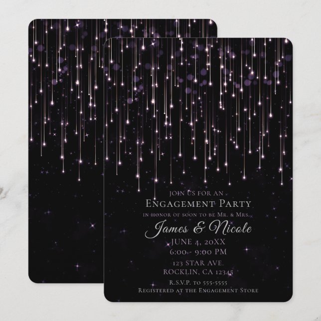 Invitation de Fête de Fiançailles Violette aux Éto (Devant / Derrière)