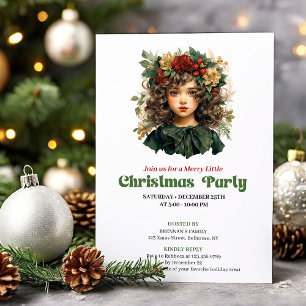 Invitation de fête de fille de Noël vintage festiv