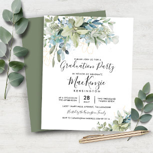 Invitation de fête de fin d'études au eucalyptus é
