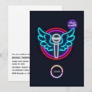 Invitation de fête de fin d'études au microphone n