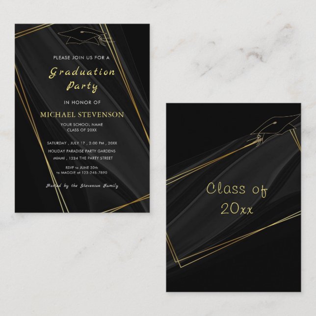 Invitation de fête de fin d'études avec conception (Devant / Derrière)