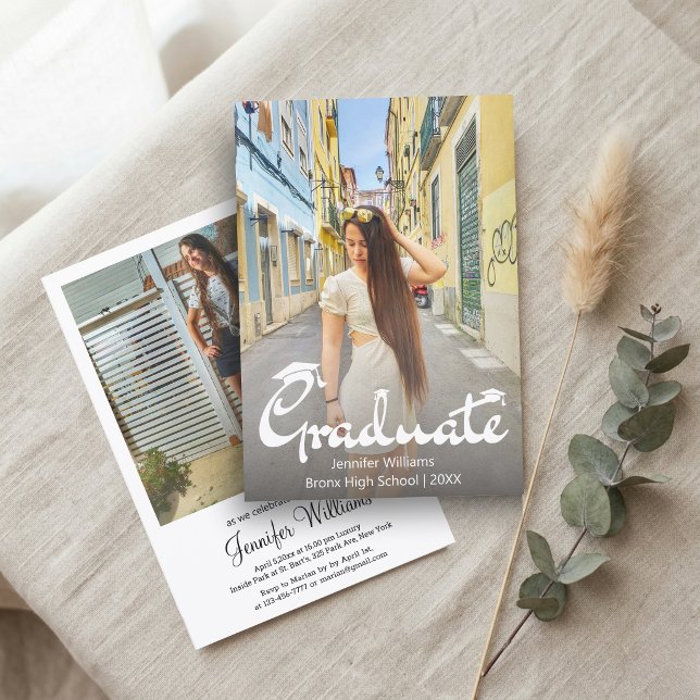 invitation de fête de fin d'études avec écriture é (Créateur téléchargé)