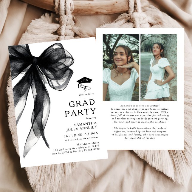 Invitation de fête de fin d'études avec un nœud no (Créateur téléchargé)