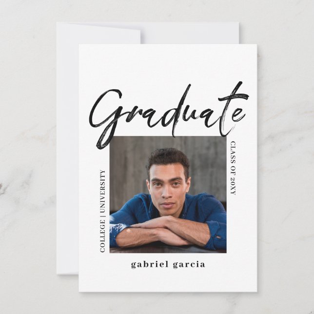 Invitation de fête de fin d'études avec un script  (Devant)
