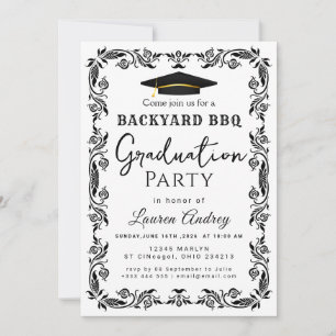 Invitation de fête de fin d'études BBQ dans la cou
