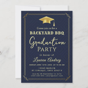 Invitation de fête de fin d'études BBQ dans la cou
