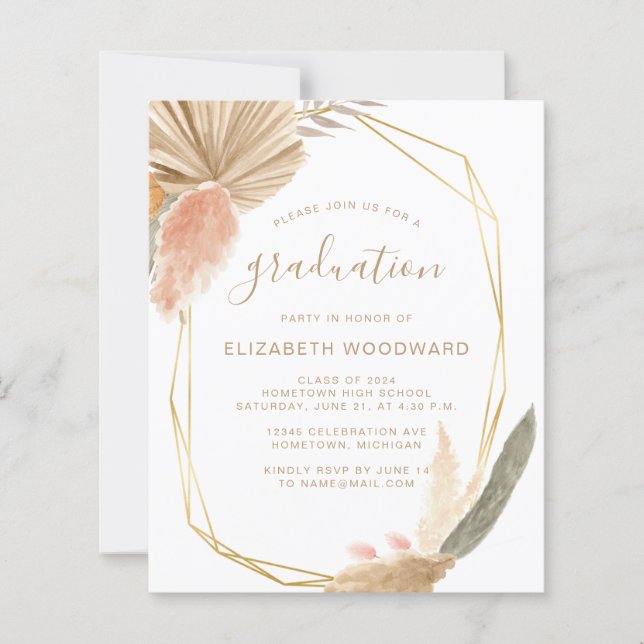 Invitation de fête de fin d'études Budget Boho Her (Devant)