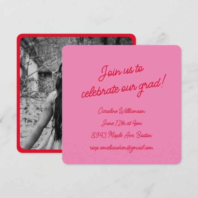 Invitation de fête de fin d'études chic avec photo (Devant / Derrière)