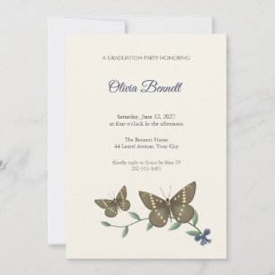 Invitation de fête de fin d'études de papillon Pat