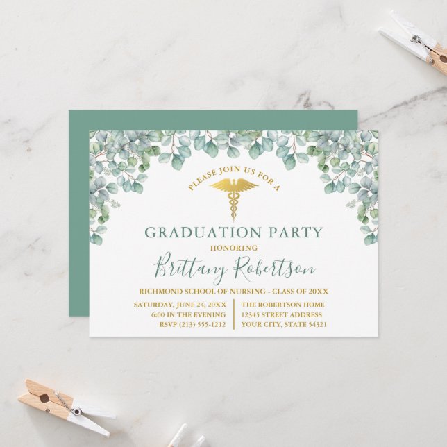 Invitation de fête de fin d'études en médecine ave (Devant/Arrière en situation)