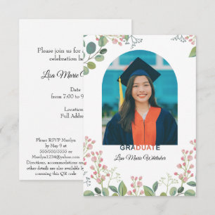 Invitation de fête de fin d'études florale bohème