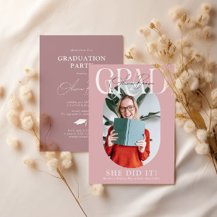 Invitation de fête de fin d'études moderne ovale p