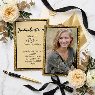 Invitation de fête de fin d'études photo pailletée