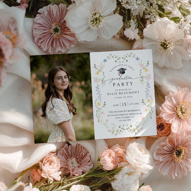 Invitation de fête de fin d'études Wildflower (Créateur téléchargé)