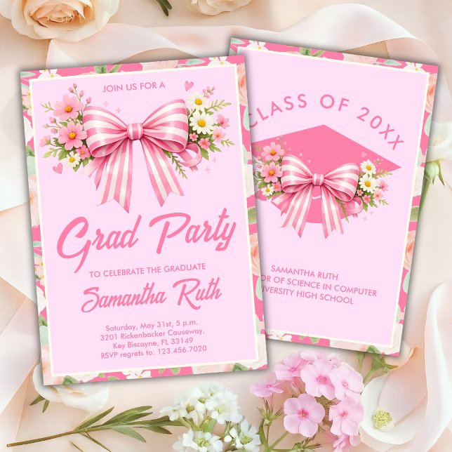 Invitation de fête de fin d'études Wildflower Bow  (Créateur téléchargé)