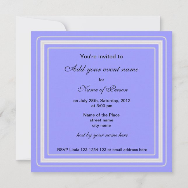 invitation de fête de fleur de pensée bleue (Devant)