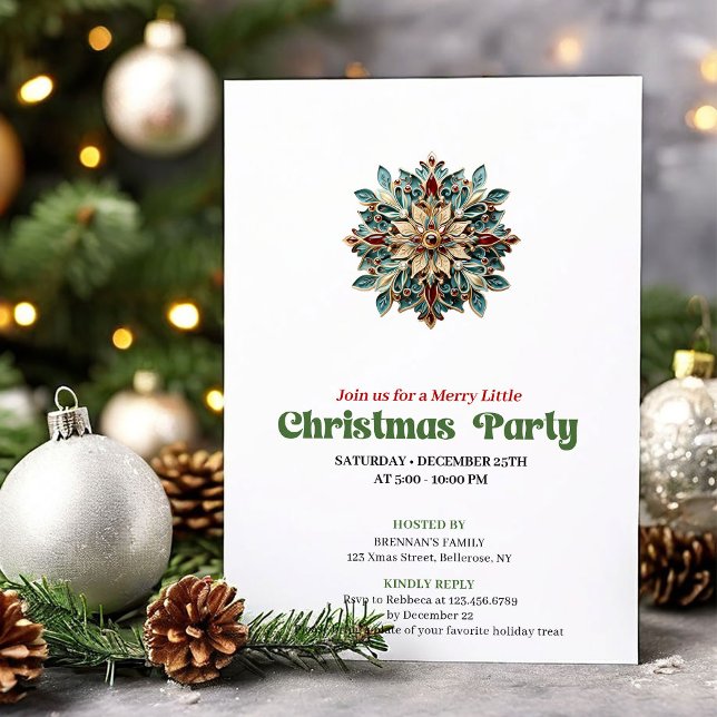 Invitation de fête de flocon de neige de Noël vict (Lovely Victorian Christmas angel party invite

)