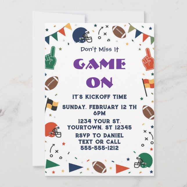 Invitation de fête de football modifiable 2026 (Devant)