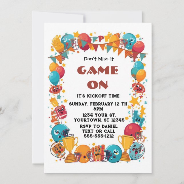 Invitation de fête de football modifiable 2026 (Devant)
