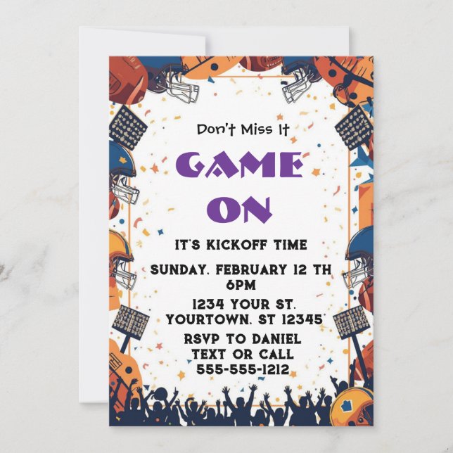 Invitation de fête de football modifiable 2026 (Devant)