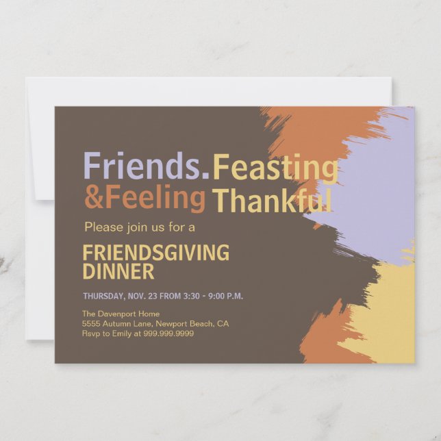 Invitation de fête de Friendsgiving avec typograph (Devant)