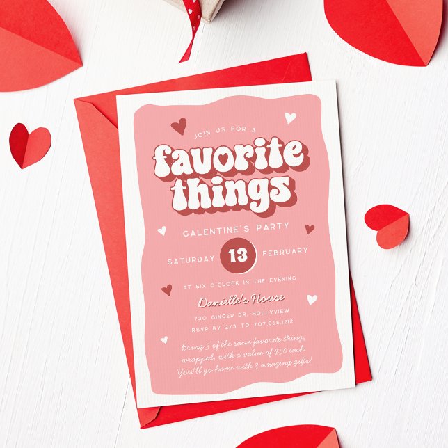 Invitation de fête de Galentine's Day Choses Préfé (Créateur téléchargé)