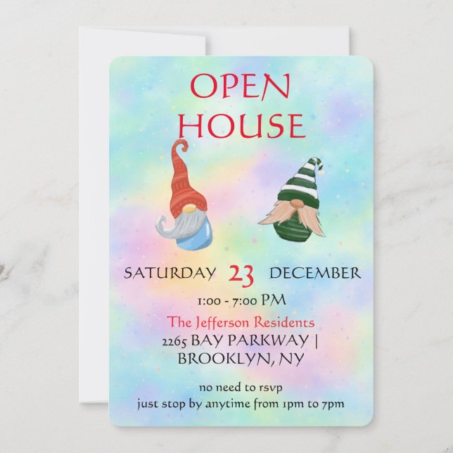 Invitation de fête de gnome amusant – Charmant et  (Dos)