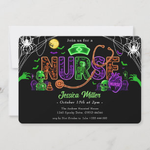 Invitation de fête de Halloween pour infirmière né