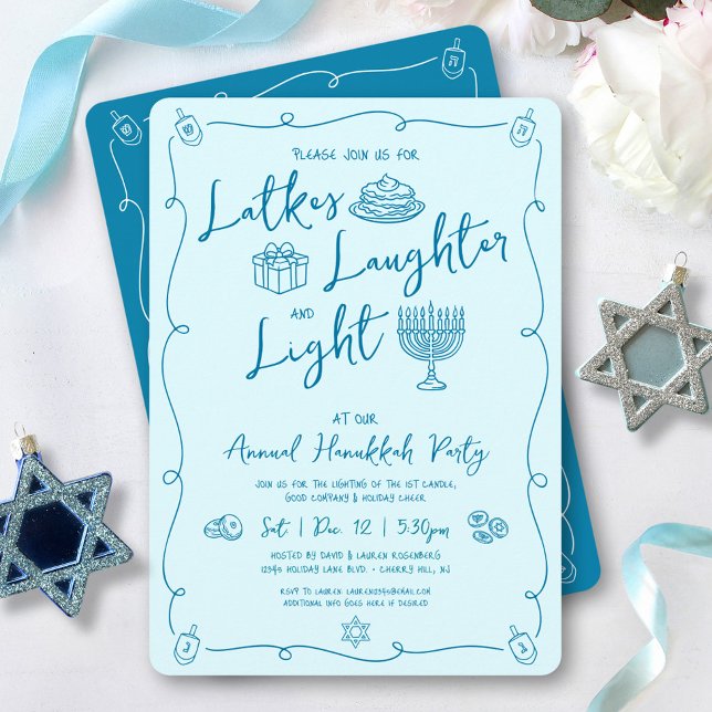 Invitation de fête de Hanukkah aux gribouillis sar (Créateur téléchargé)