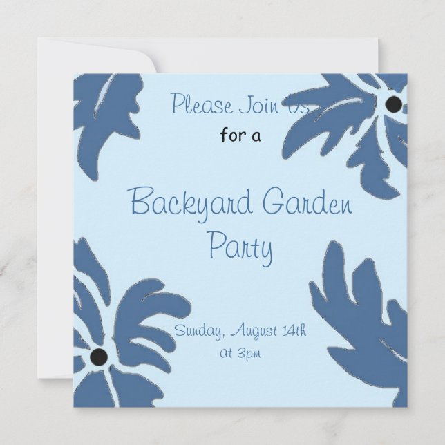 Invitation de fête de jardin florale bleue (Devant)