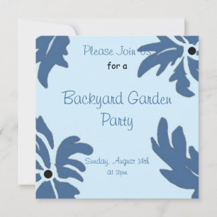 Invitation de fête de jardin florale bleue