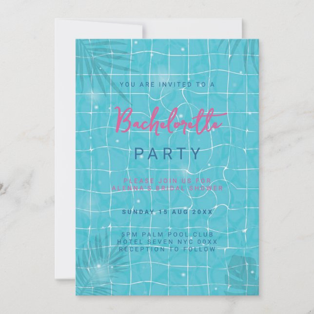 Invitation de fête de jeune fille au bord de la pi (Devant)