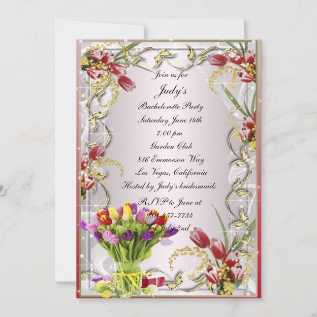 Invitation de fête de jeune fille en fleurs de tul (Devant)