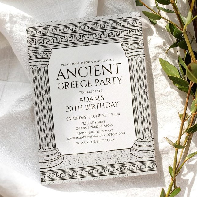 Invitation de fête de la Grèce antique avec deux c (Créateur téléchargé)