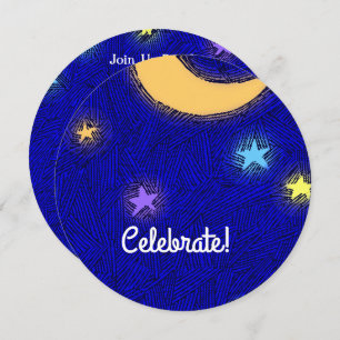 Invitation de fête de la Lune et des étoiles sur m
