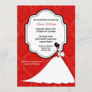 Invitation de Fête de la mariée d'Afro-américain