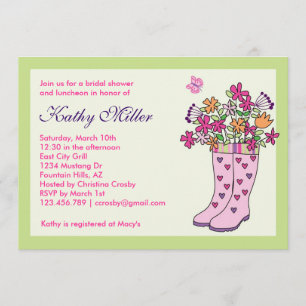 Invitation de Fête de la mariée de bottes de pluie