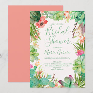 Invitation de Fête de la mariée de cactus
