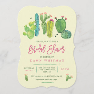 Invitation de Fête de la mariée de cactus de Boho